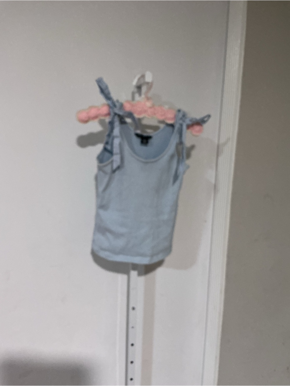 French Connection Powder Blue Tie-Shoulder Ribbed Tank - Picture 2 of 6